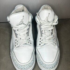 Air Jordan 3 Retro Triple White Cement Size 8 Clean Minimal Streetwear Sneakers